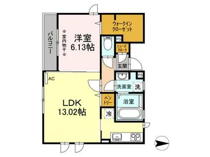 シャルモントA棟(1LDK/2階)の間取り写真