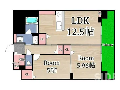 スカイコクーン(2LDK/6階)の間取り写真