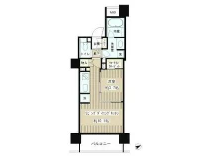 パークホームズ目黒リバーサウス(1LDK/13階)の間取り写真