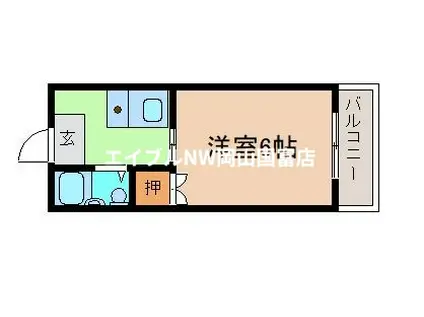 コーポ半田3(1K/2階)の間取り写真