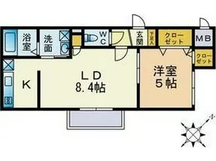 アクアトピア福住(1LDK/4階)の間取り写真