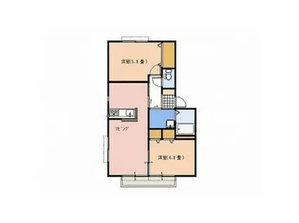 グリーンガーデン箱森C棟(2LDK/2階)の間取り写真