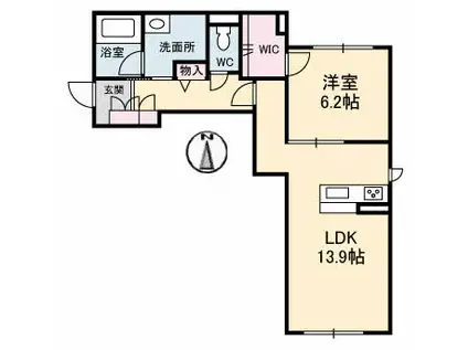 テラ高柳II(1LDK/1階)の間取り写真