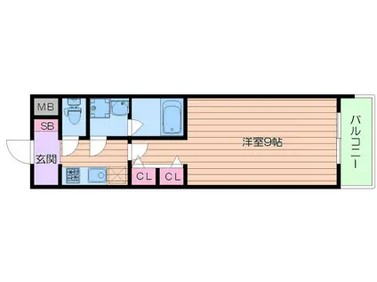 セイル淀屋橋(1K/9階)の間取り写真