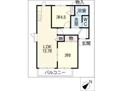 ディアス白樺A棟(2LDK/1階)の間取り写真
