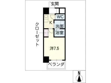 ランドハウス八事(1K/4階)の間取り写真