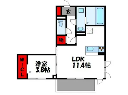 ガーデンハイツ美明(1LDK/2階)の間取り写真