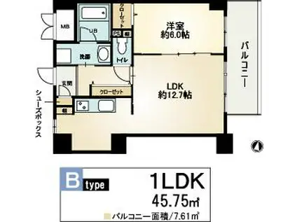モンテルーチェ甲南(1LDK/6階)の間取り写真