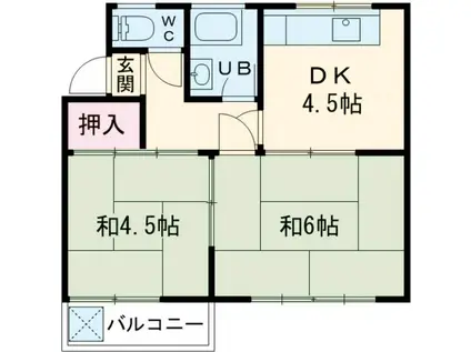 ソシアY(2DK/2階)の間取り写真