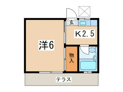 第2湘南ハイツ(1K/1階)の間取り写真