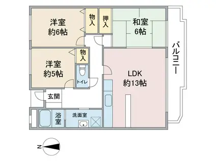 ホワイトレジデンス筒井(3LDK/3階)の間取り写真
