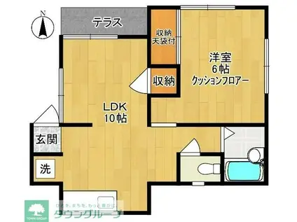 久保寺アパート(1LDK/1階)の間取り写真