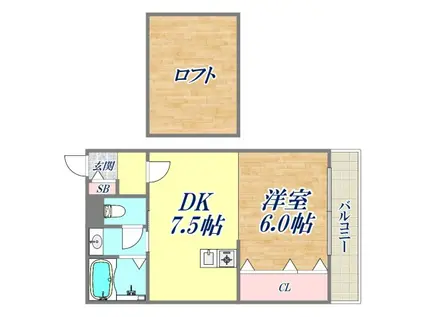ドムール甲子園(1DK/5階)の間取り写真