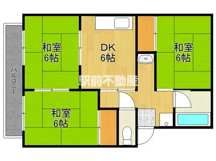 プレジール村岡(3DK/2階)の間取り写真