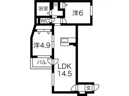 GRAN MODE学園前(2LDK/1階)の間取り写真