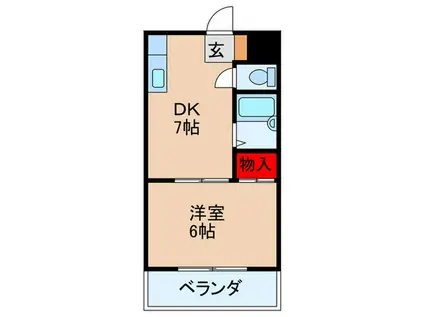マンションフェニックス(1DK/2階)の間取り写真