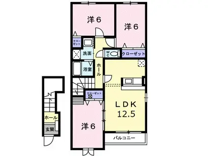 ヴィラージュIII(3LDK/2階)の間取り写真