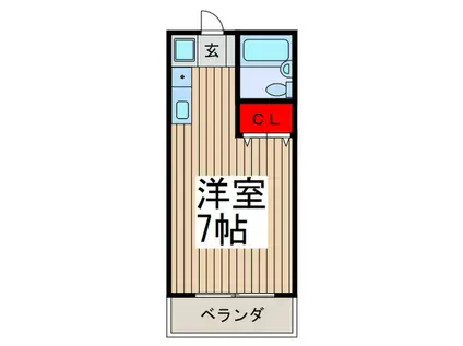 青柳ビル(ワンルーム/2階)の間取り写真