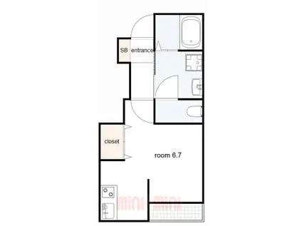 エターナルシー舞子坂(1DK/1階)の間取り写真