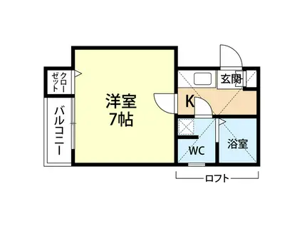ピュア姪浜東(1K/2階)の間取り写真