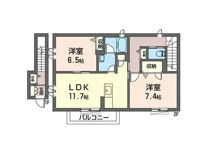 ファミールR(2LDK/2階)の間取り写真
