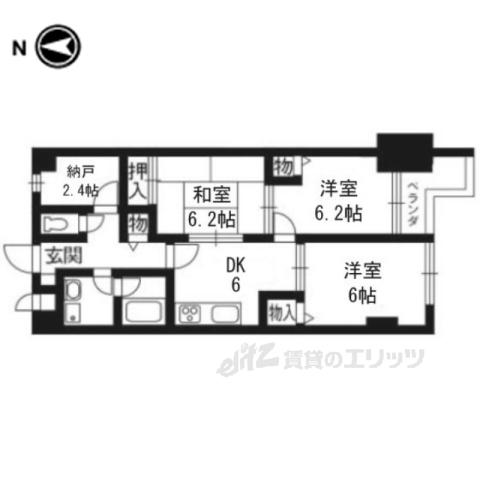 ライオンズマンション二条城東(3DK/10階)の間取り写真