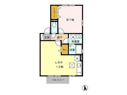 グランモアM(1LDK/1階)の間取り写真