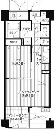 コスモリード新宿余丁町(1LDK/3階)の間取り写真
