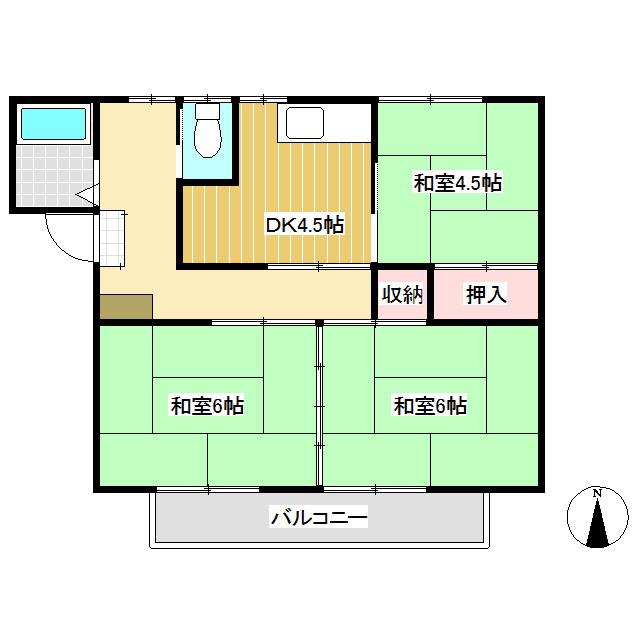 古里ハイツ(3DK/1階)の間取り写真