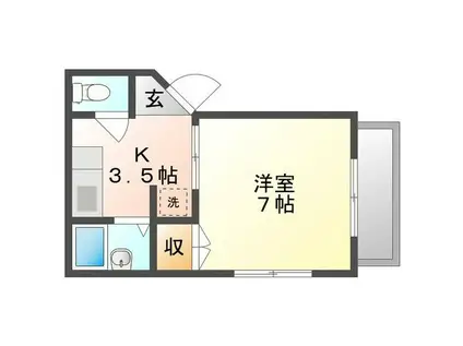 メゾンエリ(1K/1階)の間取り写真