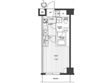 プレミアムキューブジー北新宿(1K/2階)の間取り写真