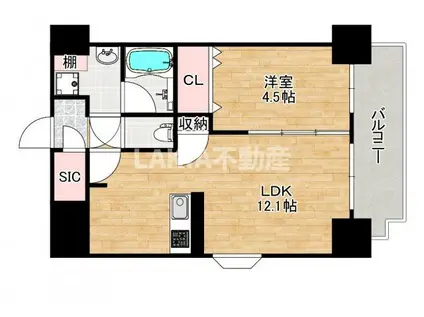 スプランディッド阿倍野(1LDK/9階)の間取り写真