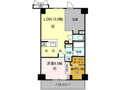みらいビル(1LDK/5階)の間取り写真