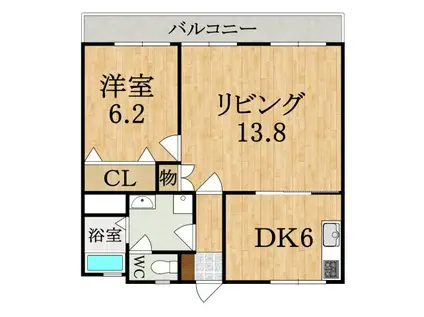 サニーハイツ香蘭(2DK/1階)の間取り写真