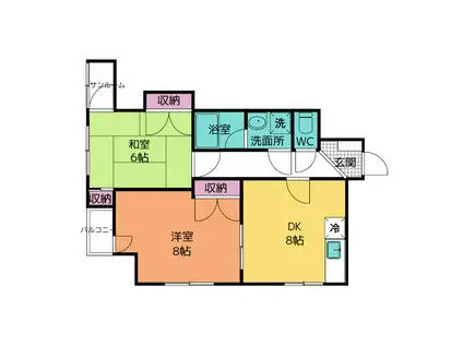 メゾン・ド・ラポール梅沢町(2DK/4階)の間取り写真