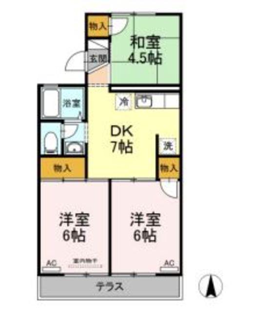 パレーシャル金谷(3DK/1階)の間取り写真
