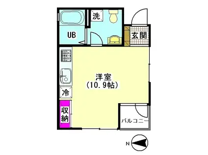 フォルモ蓮沼(ワンルーム/2階)の間取り写真