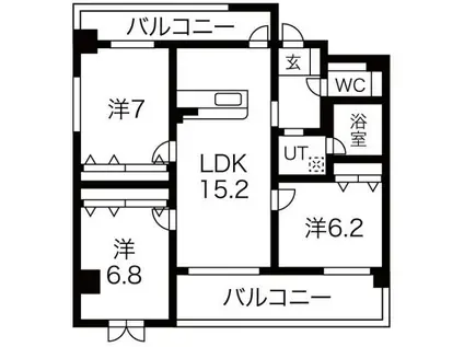 ハッピーコート飾磨(3LDK/4階)の間取り写真