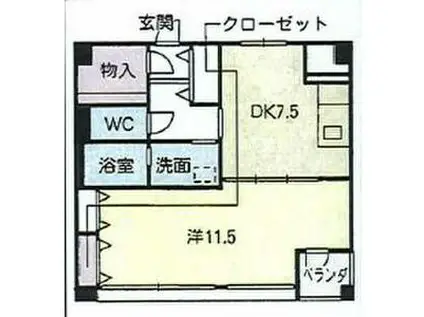 プログレス泉(1DK/2階)の間取り写真