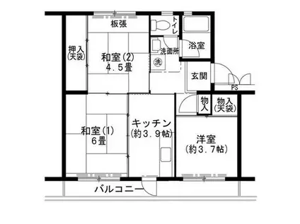 ビレッジハウス志染15号棟(3K/1階)の間取り写真