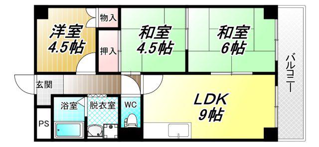 ウエストヒル(3LDK/4階)の間取り写真