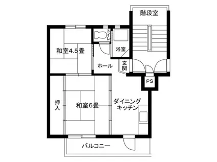 東急田園都市線 宮前平駅 徒歩20分 4階建 築58年(2DK/3階)の間取り写真