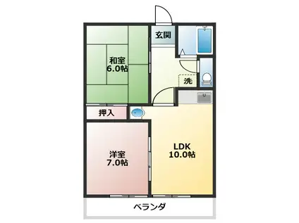 ウィンディー津森I(1LDK/2階)の間取り写真