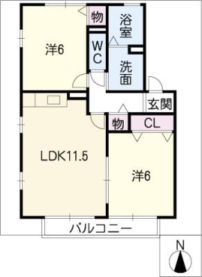 セレッソプリマベーラ(2LDK/2階)の間取り写真