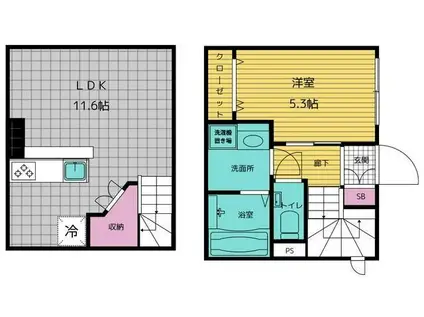 コートヤード表参道(1LDK/B1階)の間取り写真