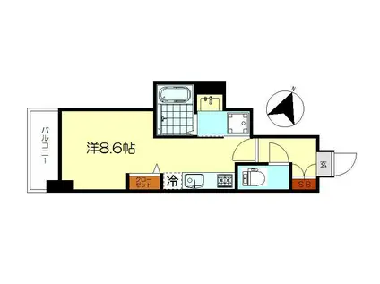 月光呉本通2丁目(ワンルーム/8階)の間取り写真