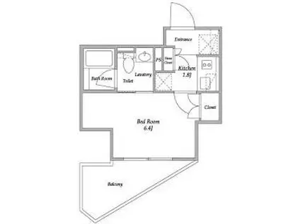 パークアビタシオン麻布十番(1K/8階)の間取り写真