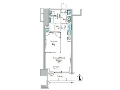 パークアクシス新宿百人町(1LDK/5階)の間取り写真