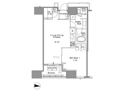 WHITE TOWER HAMAMATSUCHO ホワイトタワー浜松町(1LDK/10階)の間取り写真