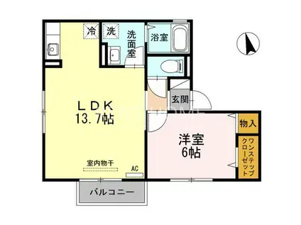 アマービレ恵美坂(1LDK/2階)の間取り写真